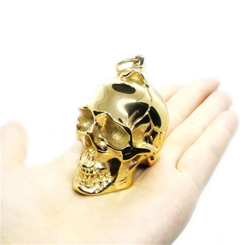 1pc Support Dropship Huge Heavy Cool Skull Pendant 316L Stainless Steel Jewelry Golden Black Big Skull Pendant