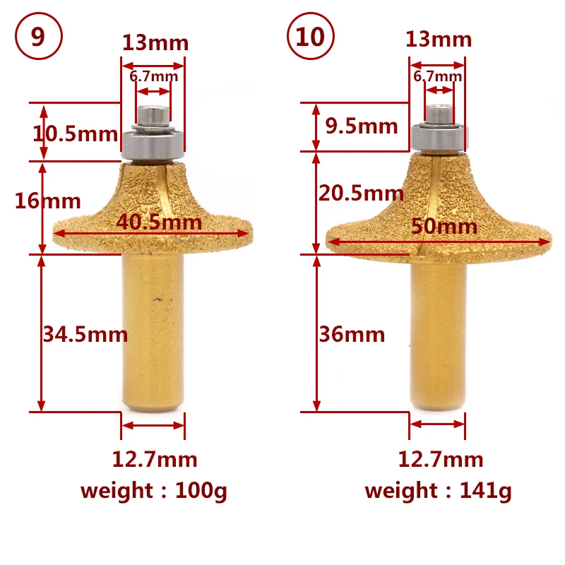 1 stücke 1/2 "Schaft Vakuum Gelötete Diamant Router Bits für Granit Marmor Router Cutter Profiling Schneiden Stein Rand gravur Werkzeuge – Detail 5