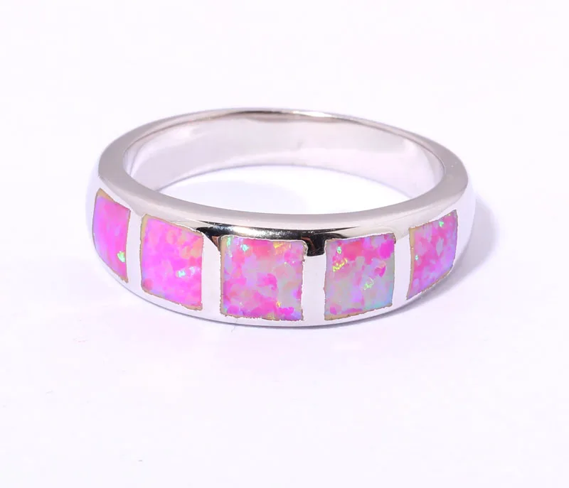 CiNily Created Pink Fire Opal Silver Plated Wholesale Hot Sell for Women Jewelry Ring Size 7 8 OJ8058