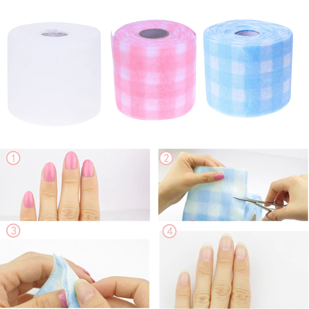 Tampon en papier pour enlever le vernis à ongles, 1 rouleau de 180x10cm, lingettes non pelucheuses jetables en coton, pour liquide de manucure