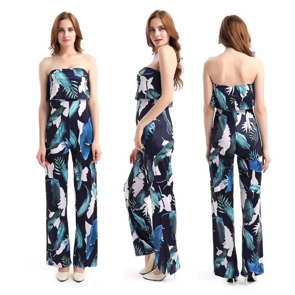 Mode Kasual Wanita Jumpsuit Print Floral Bodysuit Sexy tabung Romper Longgar One-piece Ditambah ukuran Pakaian