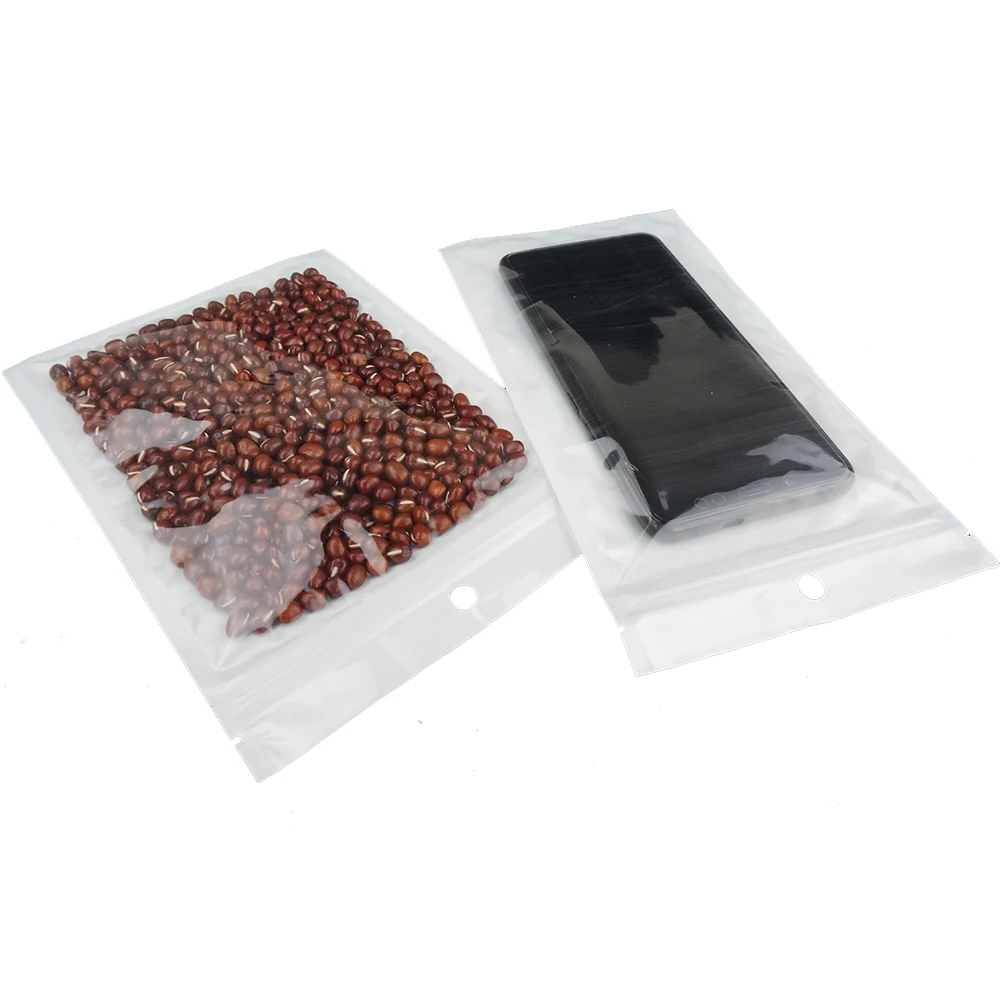 

100pcs/lot 16*24cm White Translucent BOPP Pearl Film Ziplock Bag-Front Clear Zip Reclosable Phone Case Packing Pocket Package