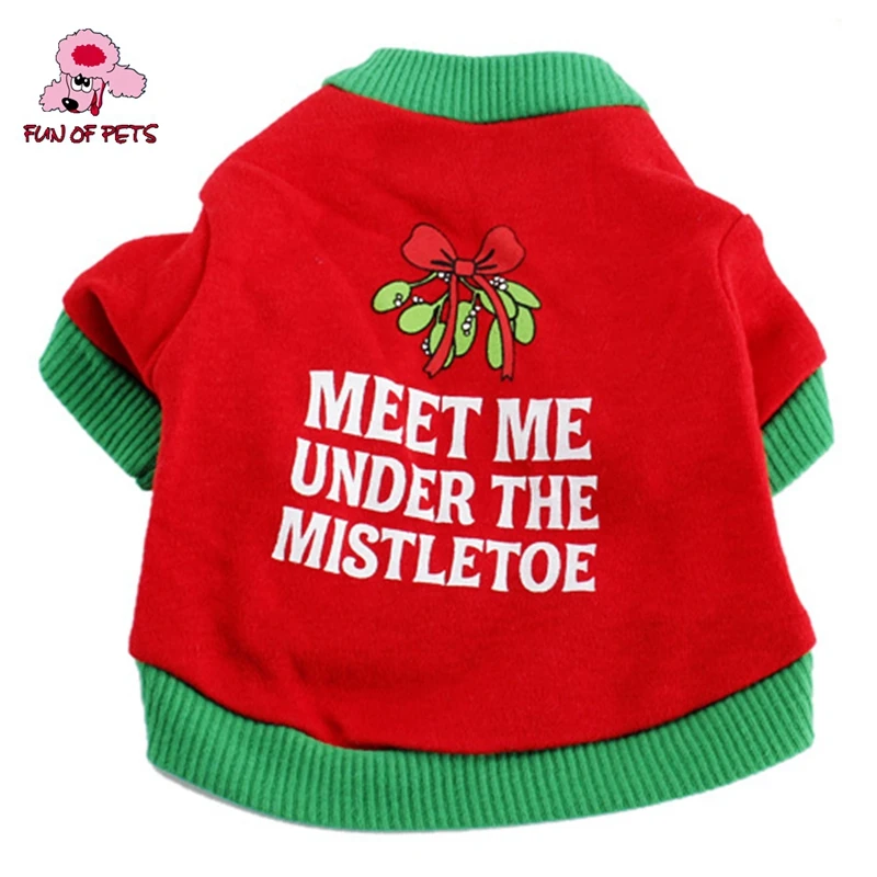 Merry Christmas T-shirt For Dogs (xs-l) Holiday Red Dog Clothes For Pets Dogs