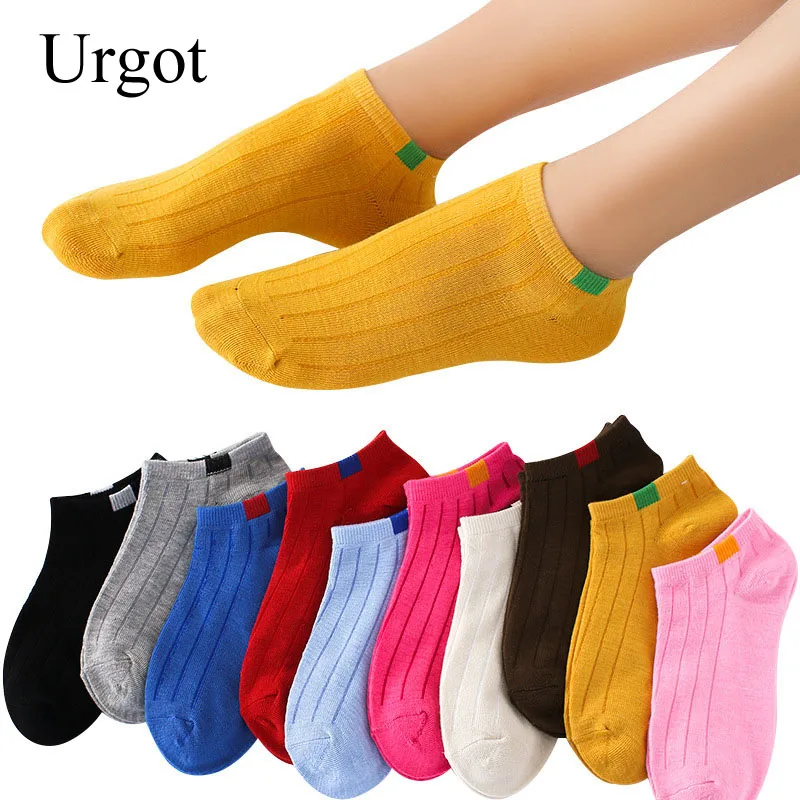 

Urgot 10 Pairs/lot Women's Socks Invisible Candy Color Kawaii Sock Shallow Mouth Anti-skidding Cotton Boat Socks Women Meias