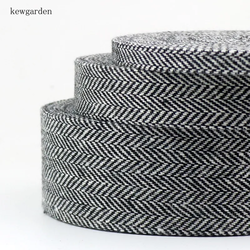 Kewgarden Geometric Stripe Pattern Linen Fabric Layering Cloth Ribbons 50mm 25mm 10mm Handmade Tape DIY Bow tie Riband 5m/lot