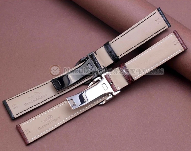 high quality Crocodile Alligator leather watchband for IW  wristband strap male 19/20/21/22mm Black Brown deployment clasp