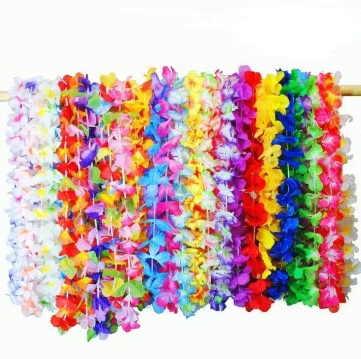 

Fashion Hot Party Supplies Silk Hawaiian Flower Lei Garland Hawaii Wreath Cheerleading Products Hawaii Necklace 36 colors SN1393