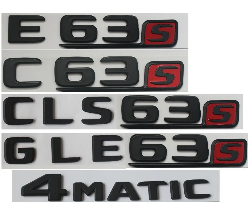 

Flat Matt Black Red Letters Trunk Emblems Badges for Mercedes Benz AMG C63 E63s S63 S CLS63s GLE63s GLS63s 4MATIC