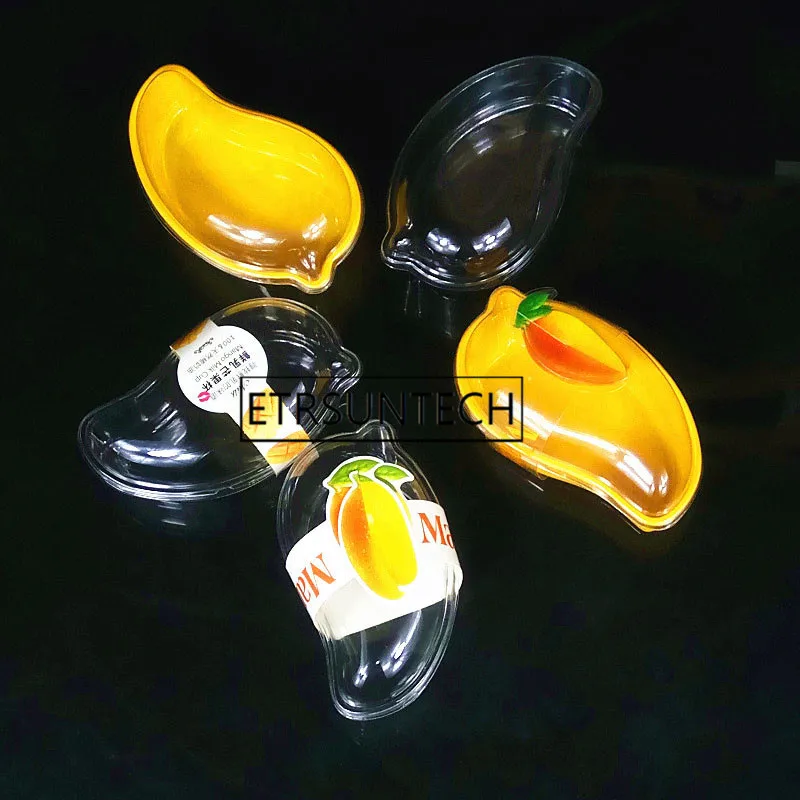 

200pcs Mango Cake Box Transparent Yellow Cupcake Plastic Box with Lid Cheese Ice Cream Fruit Mousse Packaging Box