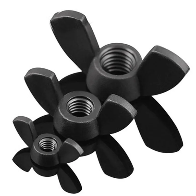 

5pcs M4 M5 M6 M8 Plastic black nylon dish nut butterfly hand screw horn angle nuts