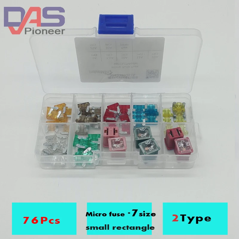 76pcs Mixed fuse box for rectangle LPJ small type Auto fuse 30A 40A 50A with low profile mini auto  fuses blade 70pcs