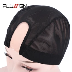 Plussign U Part Wig Cap With Mono Net For Making Wigs Mesh Wig Cap Dome Style Black Color Elastic Spandex Net Wig Cap 1Pcs/Lot