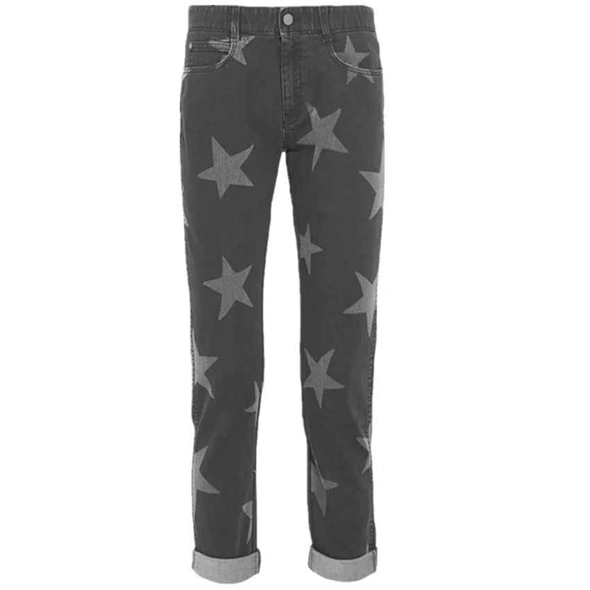 

2022 Fashion Print Five-Pointed Star Women Denim Pants Vintage Elastic straight Casual Jeans