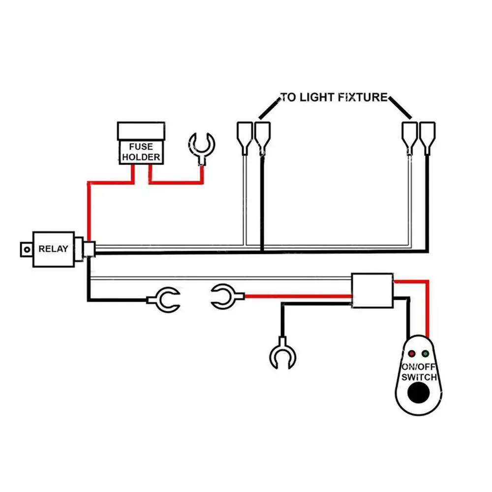 EE support 40A Wiring Harness Kit LED Light Bar Rocker Switch Toggle light Fuse SPST Zombie