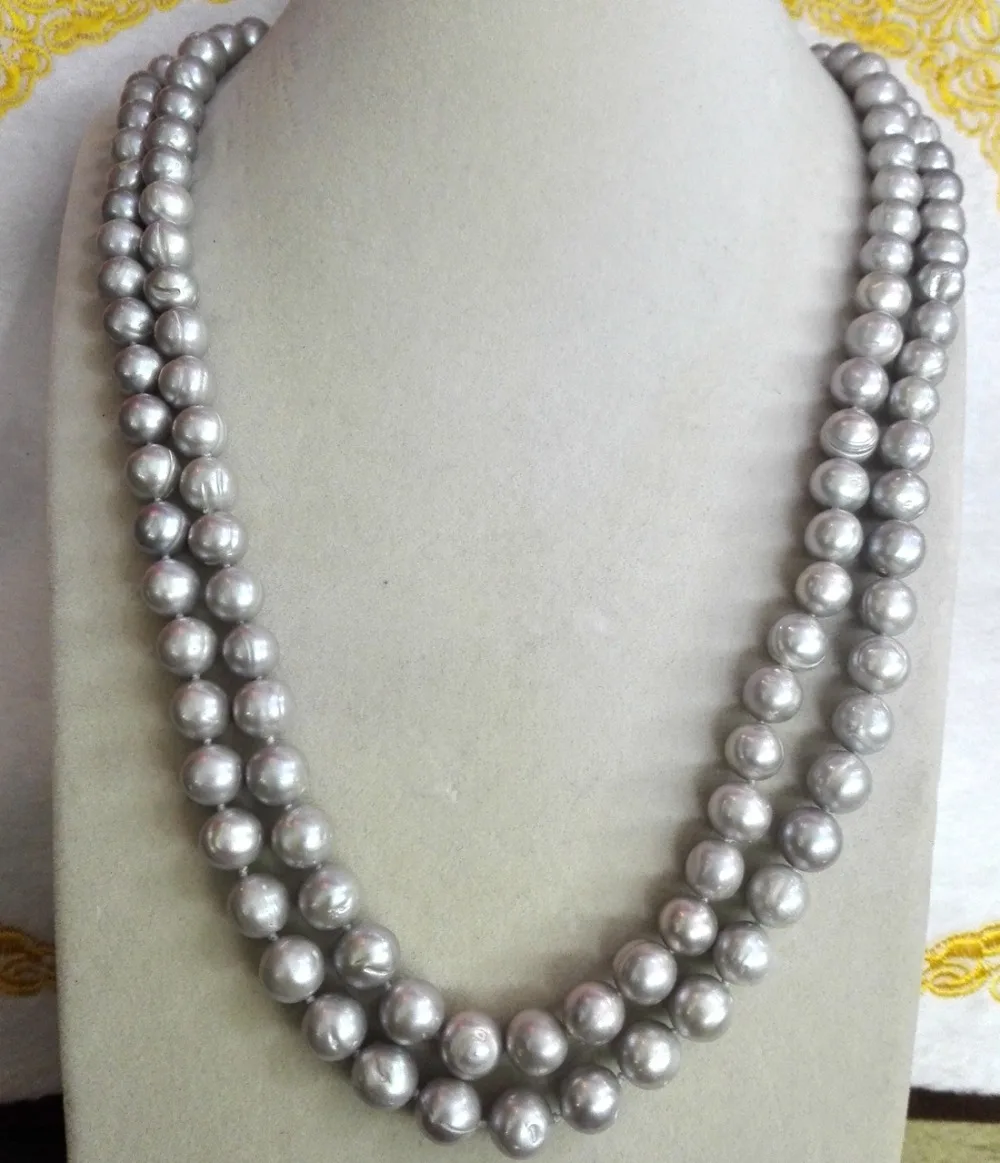 Women Classic Jewelry 160cm 10mm Gray Baroque pearl necklace real natural freshwater pearl 64inch