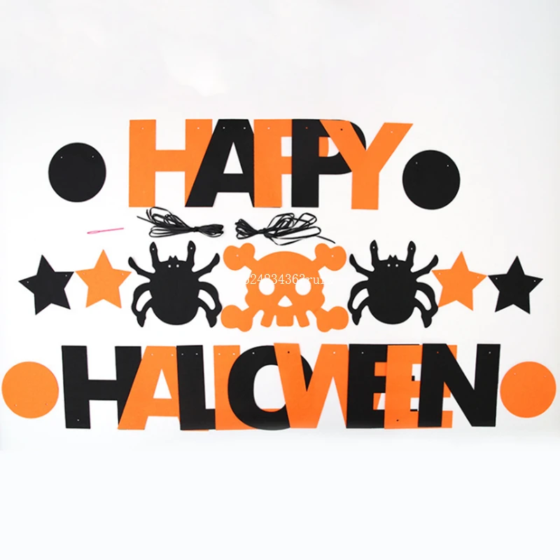 100pcs DIY hanging flags Halloween decoration non-woven lacquer Halloween letter pull flag KTV bar decoration