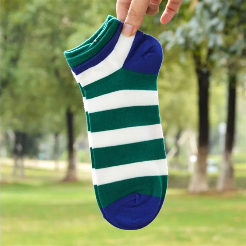 Fashion Men Striped Cotton Short Socks Spring Summer Shallow Mouth Couple Socks Men\'s And Women\'s Sports Ankle Socks