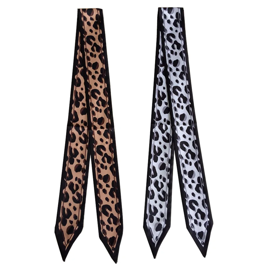 Autumn 6*120cm Women Multifunction Polyester Sexy Leopard Silk Scarf Women Tie Fashion narrow Head Scarves For Ladies