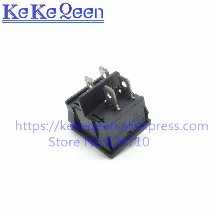 10PCS/LOT KCD5 21X24mm 4 Pin 2 Position 6A/12A 250VAC ON-OFF DPST Black Rocker Switch