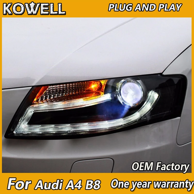 

KOWELL Car Styling for Audi A4 B8 Headlights 2009 2010 2011 2012 A4L LED Headlight LED DRL Bi Xenon Lens High Low Beam Parking