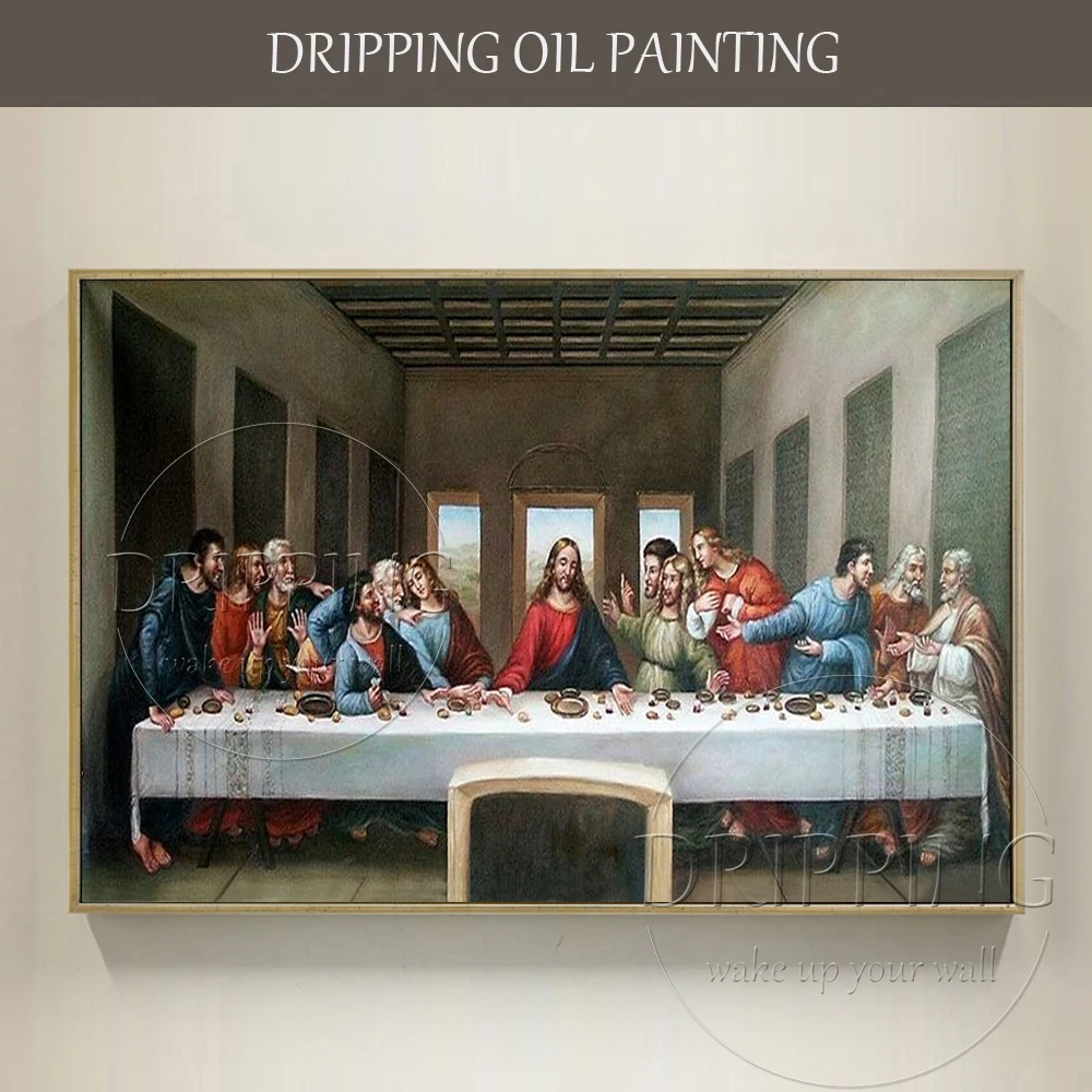 

Most Famous Artwork Reproduction Da Vinci Art The Last Supper Oil Painting on Canvas Hand-painted Jesus Last Supper Oil Painting