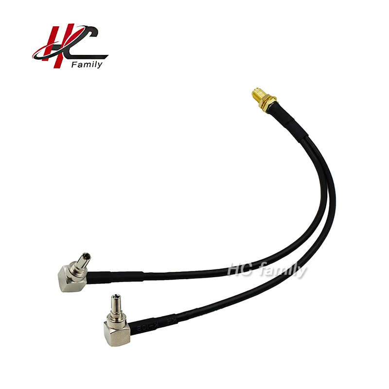 4G LTE Modem cable,sma female to y type TS9 CRC9 angle male connector splitter combiner