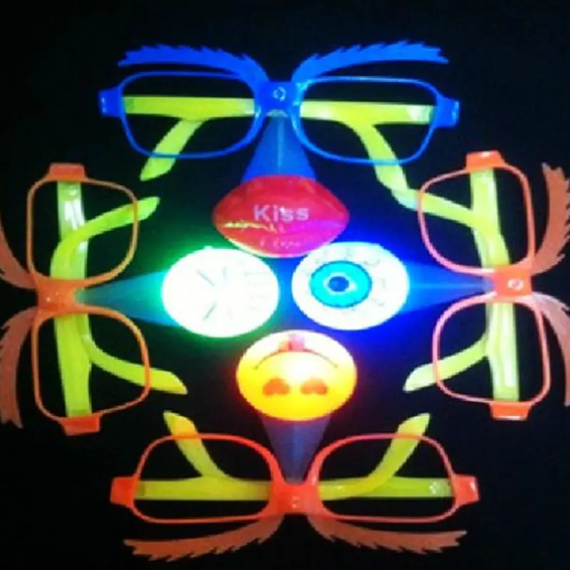 Led light clown glasses toy big nose practical Jokes kids halloween party toy Led glowing half face glasses prop F20173589