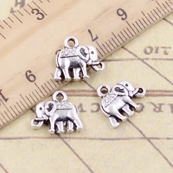 20pcs Charms Double Sided Elephant 13x12mm Tibetan Bronze Silver Color Pendants Antique Jewelry Making DIY Handmade Craft