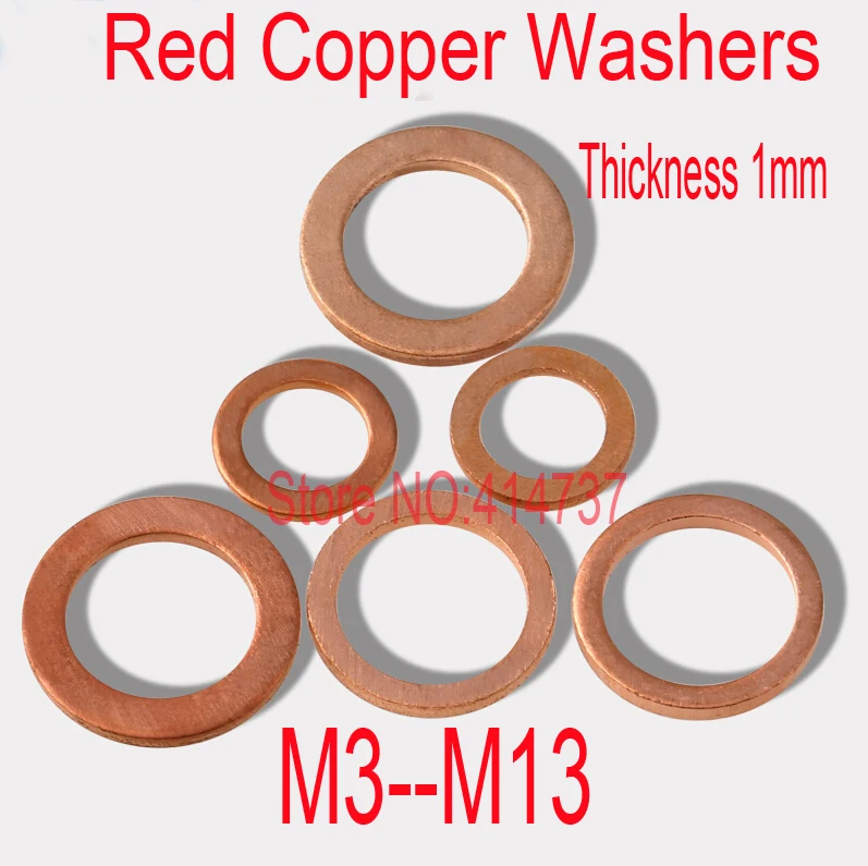 

High Quality M3--M13 Thickness 1mm Red Copper Washers Flat Seal Washer Copper gaskets