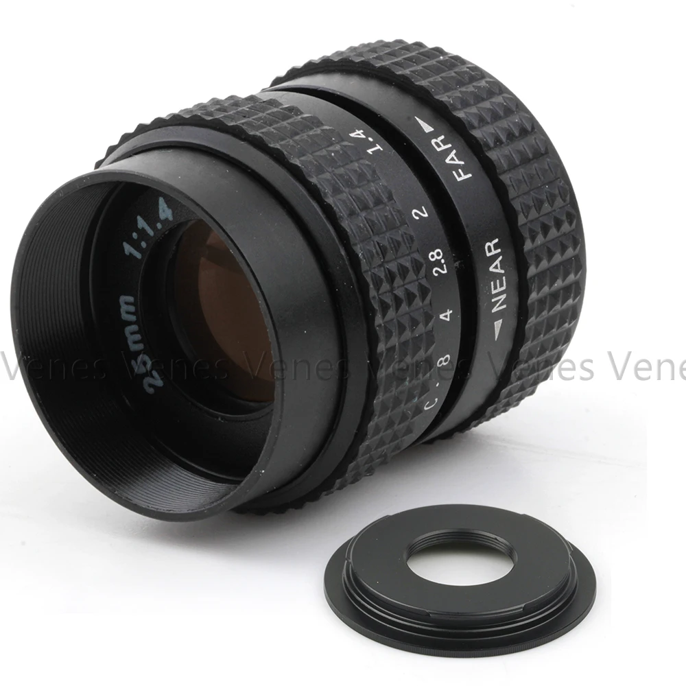 25mm f1.4 CC TV C mount Lens + C to Micro M4/3 / NEX / N1 / Pentax Q  /Fuji / M M2 Adapter Suit For Sony Camera + Lens Cap