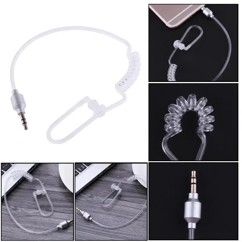 Monaural 3.5mm Soft Air Acoustic Tube In Ear Earphone Stereo Anti-radiation Earpiece Headset for Wireless Bluetooth Clip Device