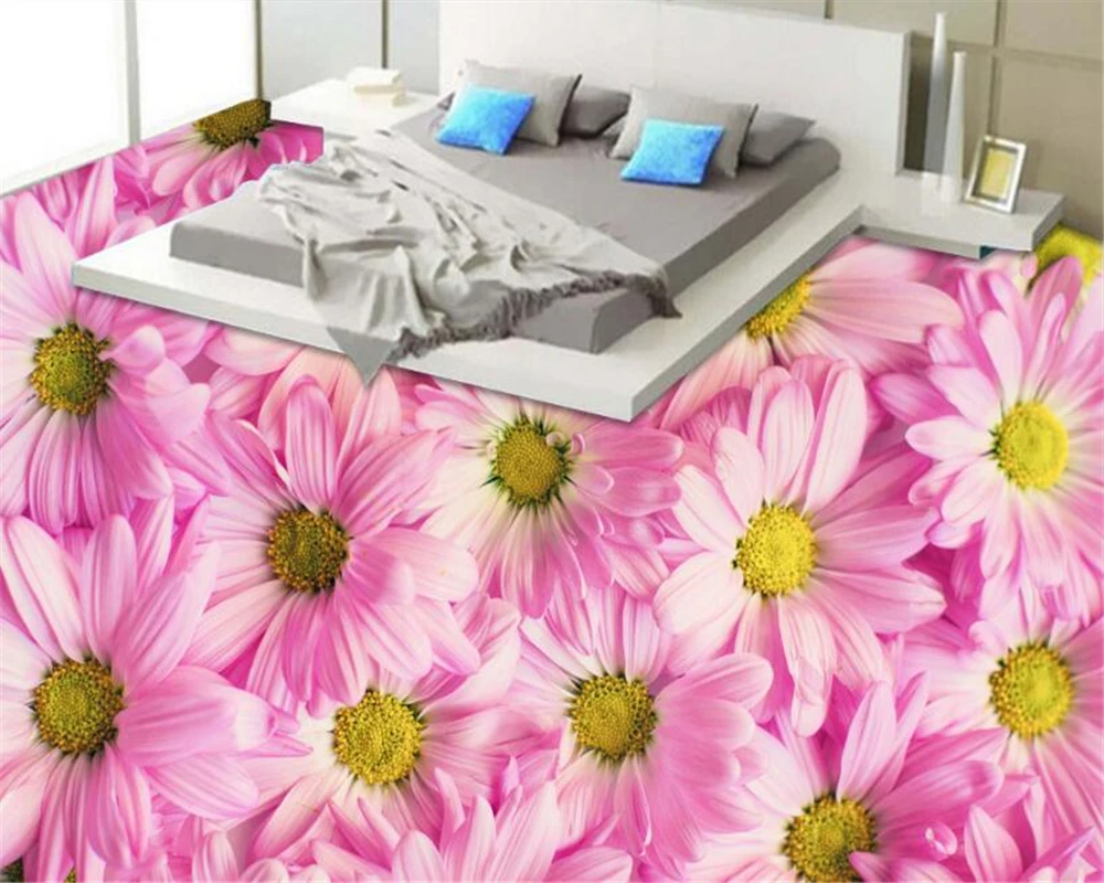 beibehang Classic fashion creative wallpaper only beautiful wild chrysanthemum plant flowers and grass PVC floor papier peint