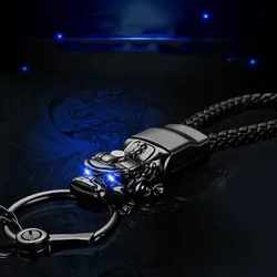 Brand High Grade Brave Troops Men Key Chain Car Key Ring Holder Keychains Jewelry Bag Pendant Genuine Leather Gift LED Function