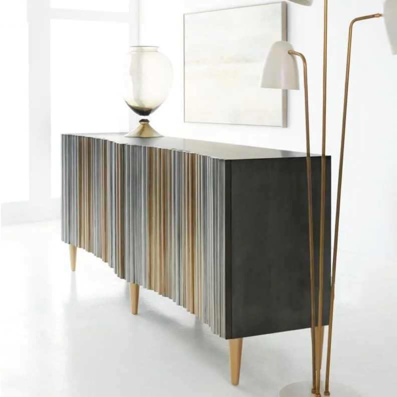 180cm Length  Sideboard with Plisse Pattern / Gilded Wood Feet