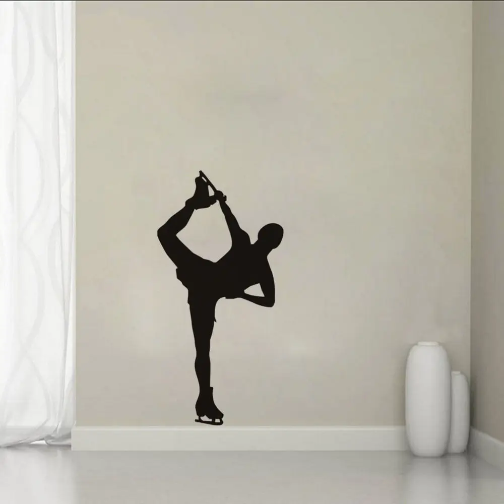 Ice Skating Skater Wall Art Decals Quotes Removable Vinyl Black Wall Stickers Home Decor Living Room GYM Sport Mural SA029