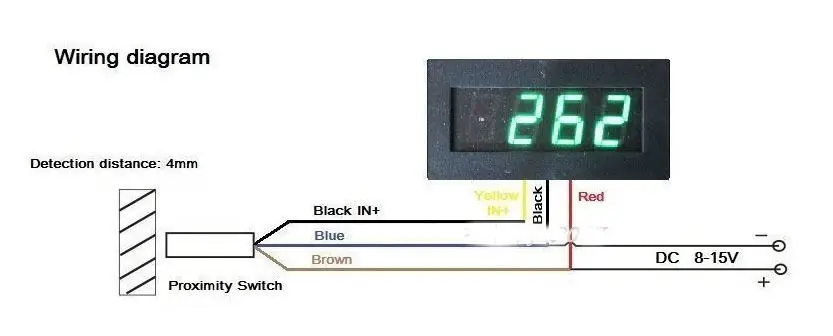 Cyfrowy obrotomierz RPM prędkościomierz 9999RPM LED prędkościomierz + czujnik zbliżeniowy halla NPN + magnes do silnika 12v silnik samochodowy