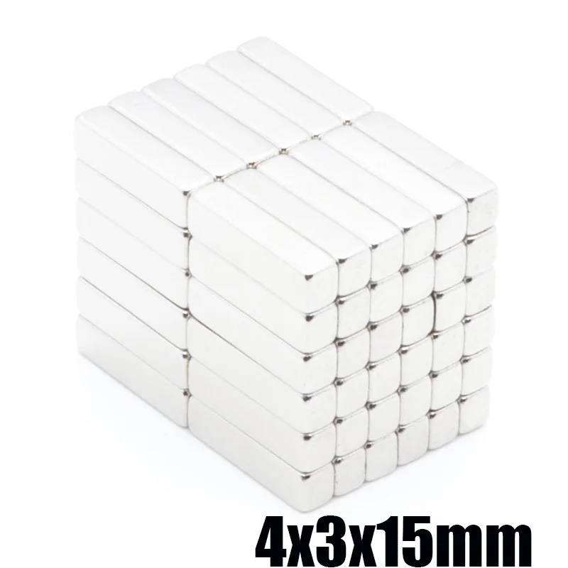 

200pcs Strong magnetic 4x3x15 mm square 2 head magnetic strong magnet magnet steel magnet neodymium iron boron magnet