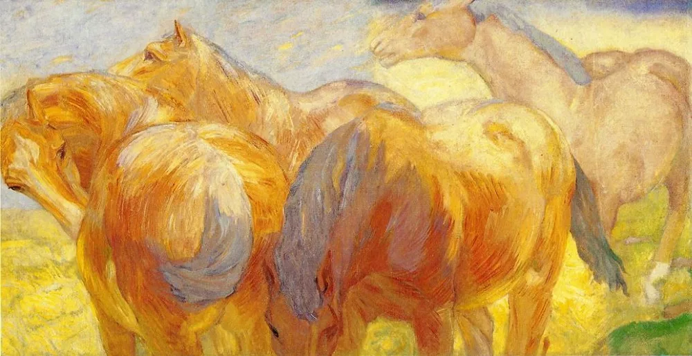 High quality Oil painting Canvas Reproductions Large Lenggries Horse Painting 1908  By Franz Marc  hand painted