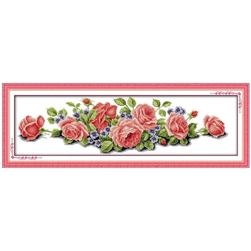 Rose Flowers Patterns Counted Cross Stitch Set DIY 11CT 14CT 16CT Stamped DMC Cross-stitch Kit Embroidery Needlework Home Decor