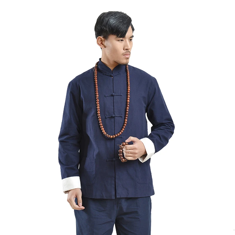 Brand Designer Men's Double deck Long Sleeve Kung Fu Jacket100%Cotton Traditional Chinese Tang Suit Coat Tai Chi Uniform