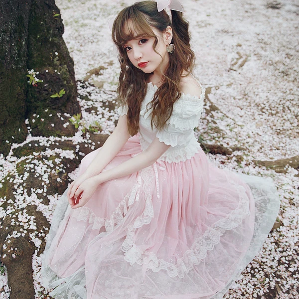 Princess sweet lolita skirt BOBON21 Starlight super heavy star long skirt sequins turned a small fairy B1354