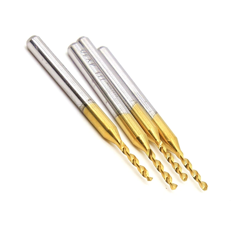 0.2-1.1mm Titanium Coated Carbide PCB Drill 10PCS Metal Drill Dremel Drill CNC Router Woodworking Machine Tool Accessori