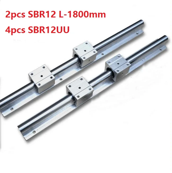 

2pcs SBR12 L-1800mm support rail linear guide + 4pcs SBR12UU linear bearing blocks for CNC router parts