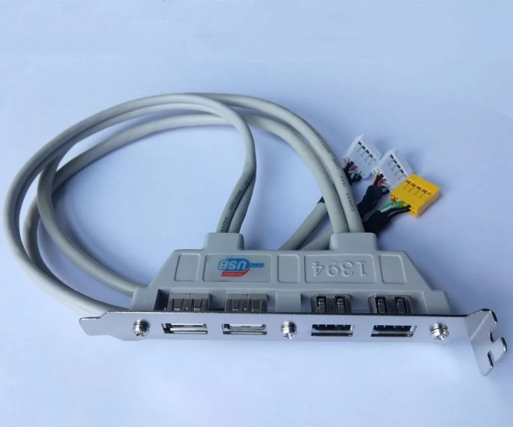 NEW High quaility 2 USB 2.0 Ports + 2 Firewire IEEE 1394 Ports Expansion Rear Panel Bracket ,40cm length