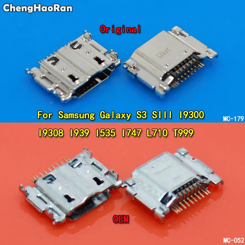 ChengHaoRan 2pcs Micro USB Jack Connector Female 11pin Charging Socket For Samsung Galaxy S3 I9300 I9308 I939 I535 I747 L710