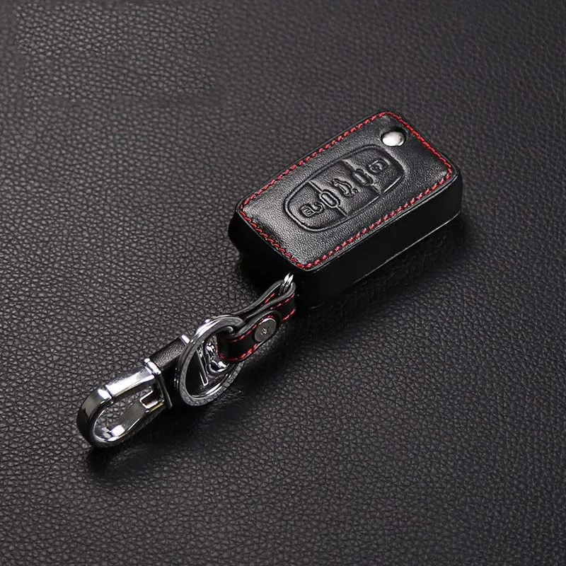 Leather Key Case for Peugeot RCZ 206 207 306 307 308 407 408 for Citroen C2 C3 C4 C5 C6 C4L 3 Button Folding Protective Cover