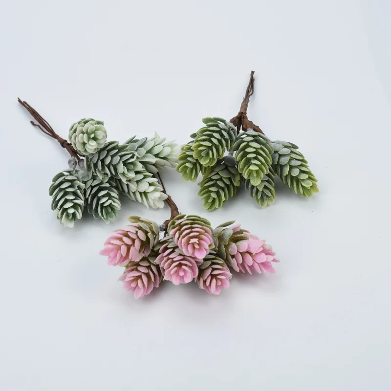 6PCS/Bundle Fake Plant Artificial Flowers Pineapple Grass for Handmade DIY Gift Christmas Garland NewYear Decoration Accessories