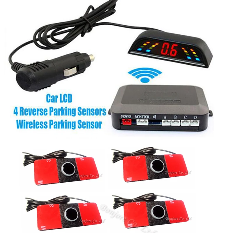 

Wireless Car Auto Parktronic LED Parking Sensor With 4 Sensors 16mm Reverse Backup Car Parking Radar Monitor Detector System