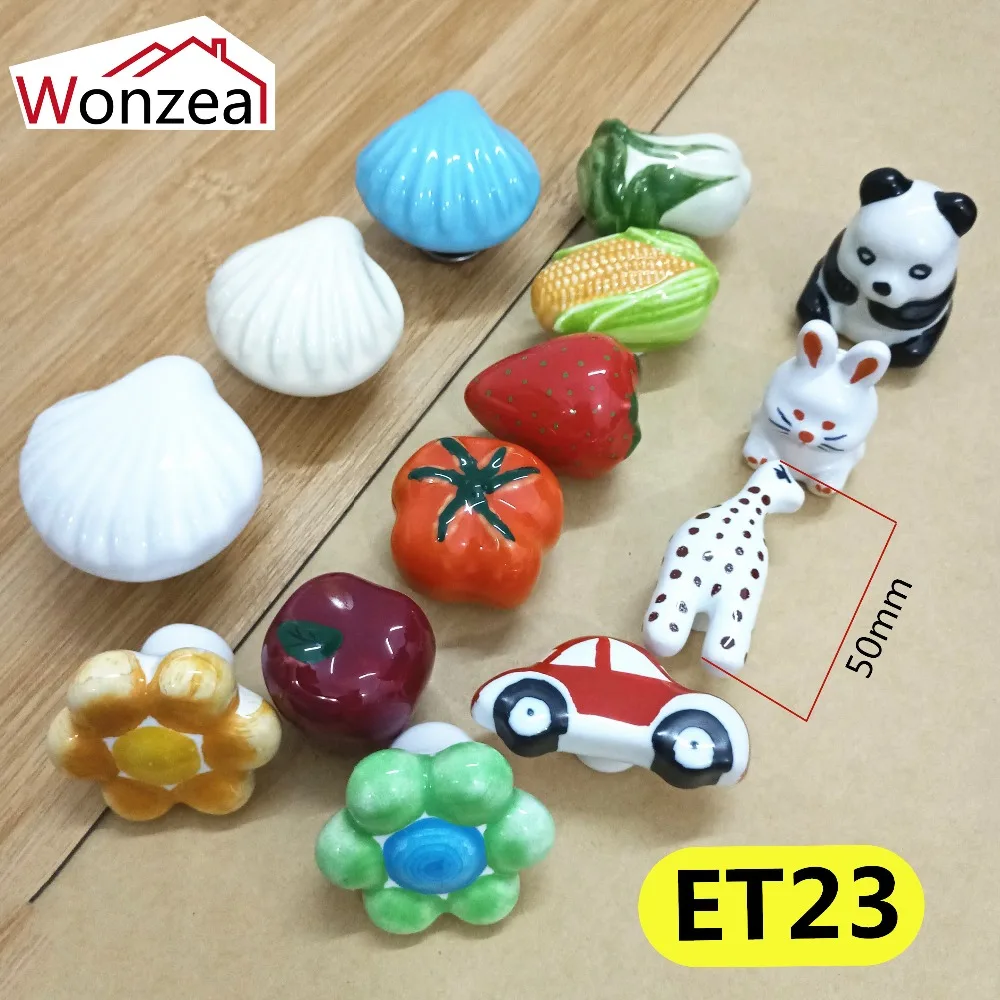Cute Animal Ceramic Single Knob Drawer Handles Children Door Handle Cabinet Pulls Kid Dresser Knobs Cupboard Furniture Handle