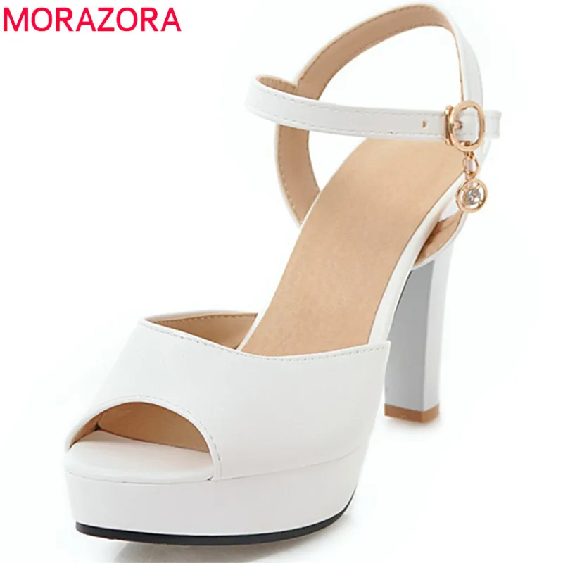 MORAZORA 2024 new arrival women sandals fashion sweet summer shoes pink party wedding shoes big size 34-47 hihg heels lady shoes